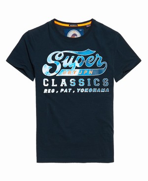 Superdry Classics Lite Weight Férfi Pólók Sötétkék | JZXDN1429